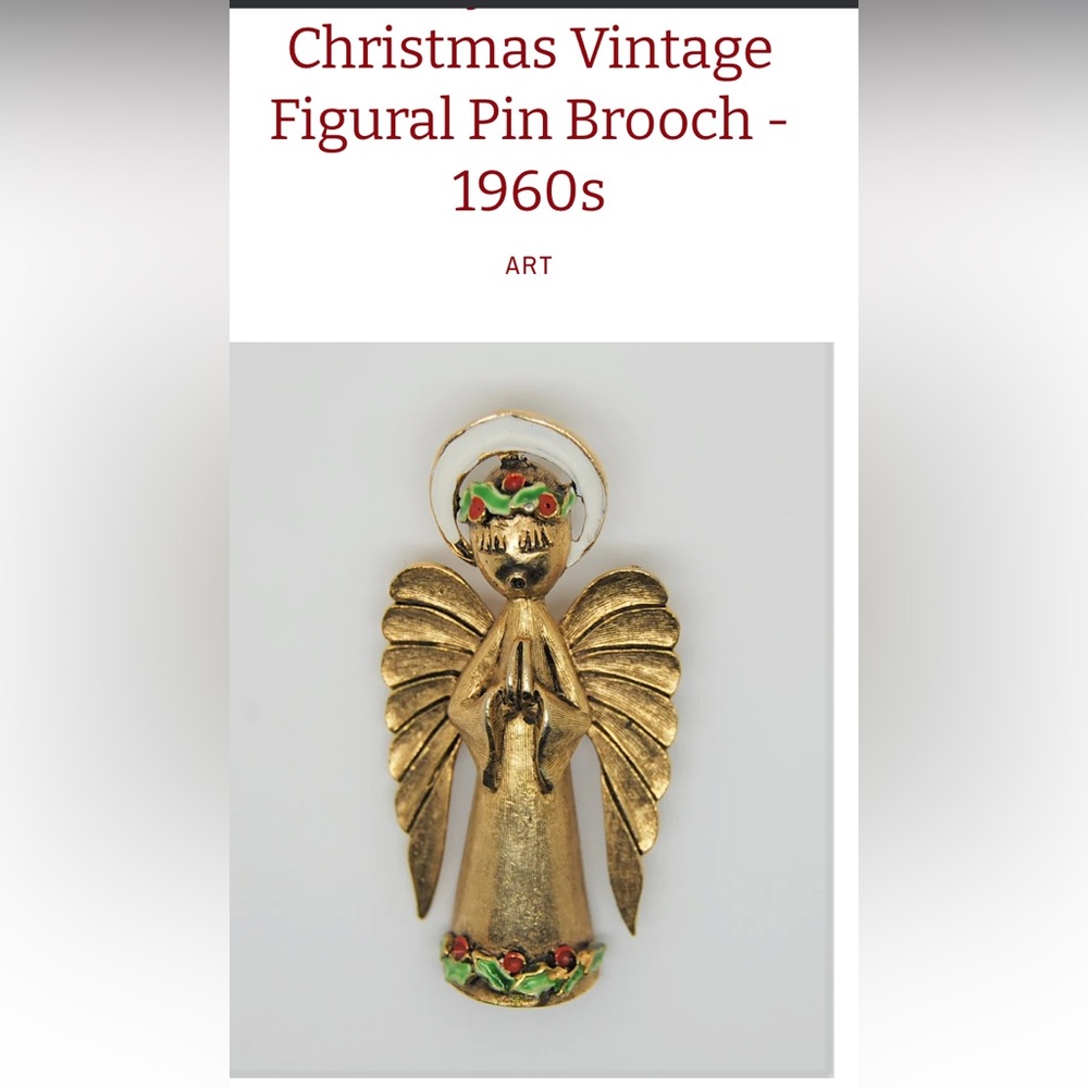 ART beautiful vintage 1960’s Christmas angel brooch!